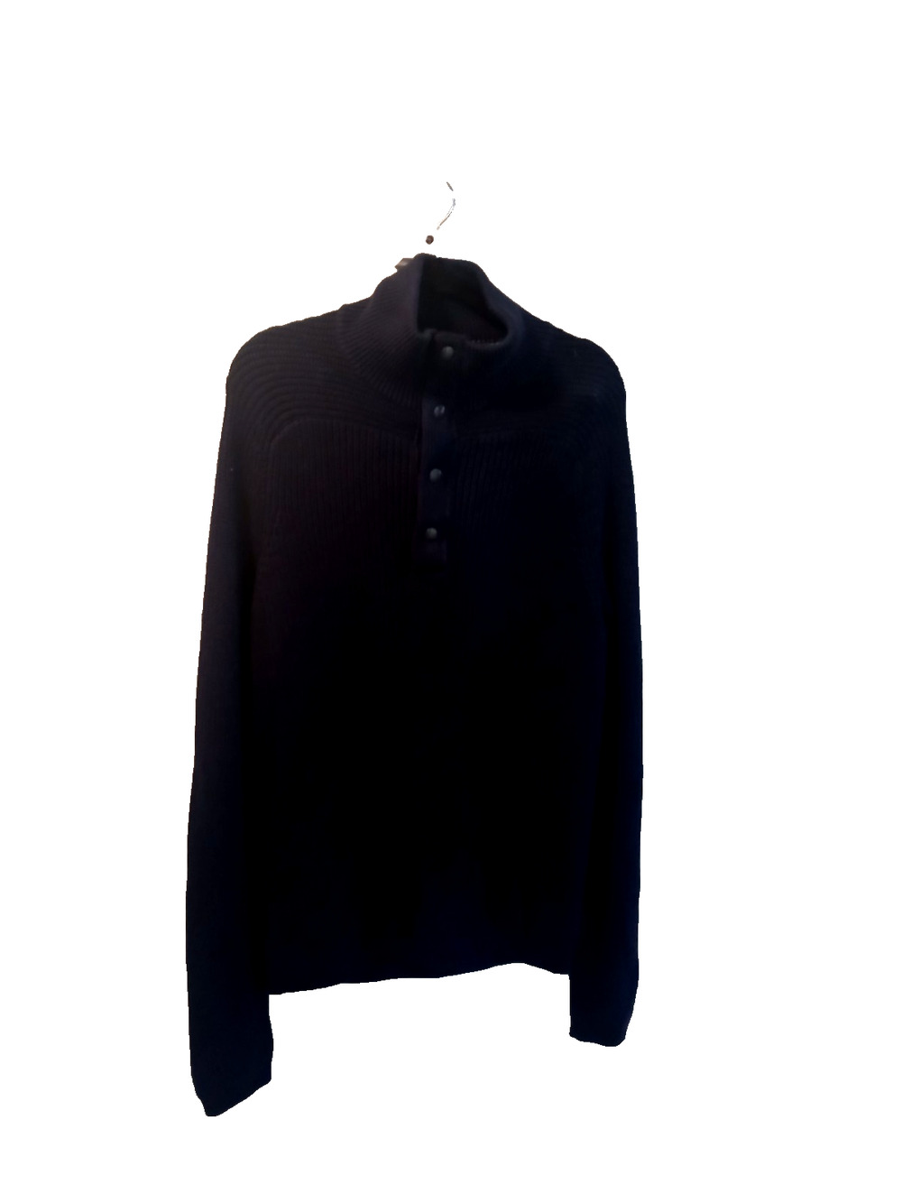 Banana Republic Navy Henley Mock Neck Ribbed Collar Knit Sweater Men's SM
